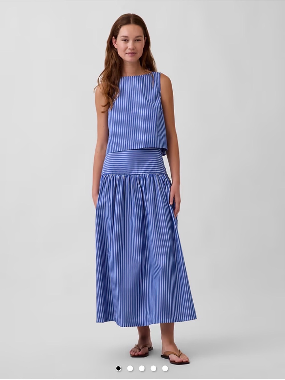 Gap Poplin Blue and White Striped Two-Piece Skirt Set